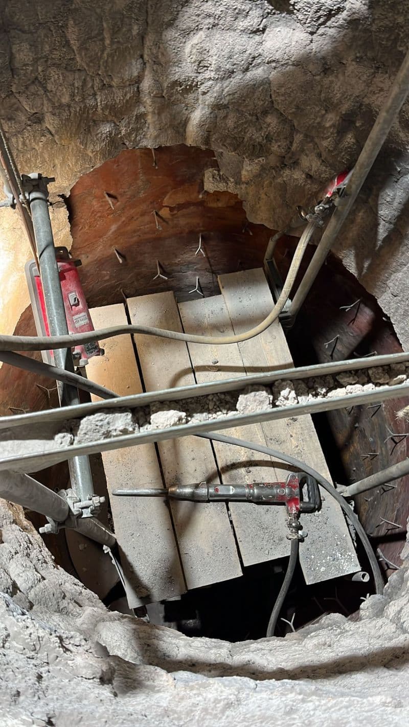 Close-up of the demolition work on the cupola furnace